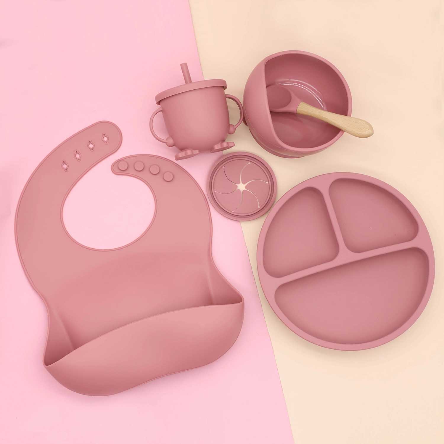 6 PCS Silicone Baby Feeding Set with Suction Base BPA Free