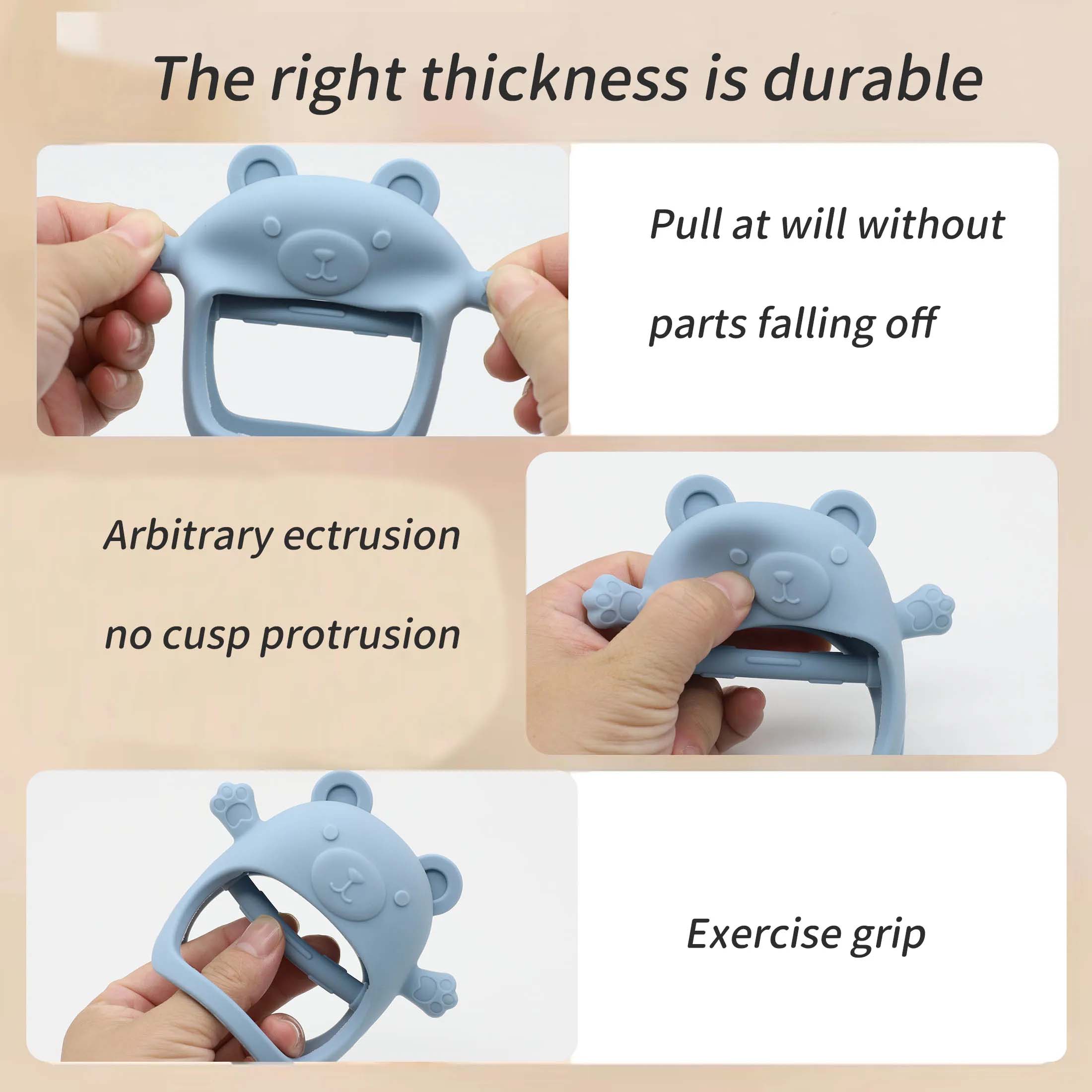 Bear shaped silicone baby teether smooth teething toys easy to grasp