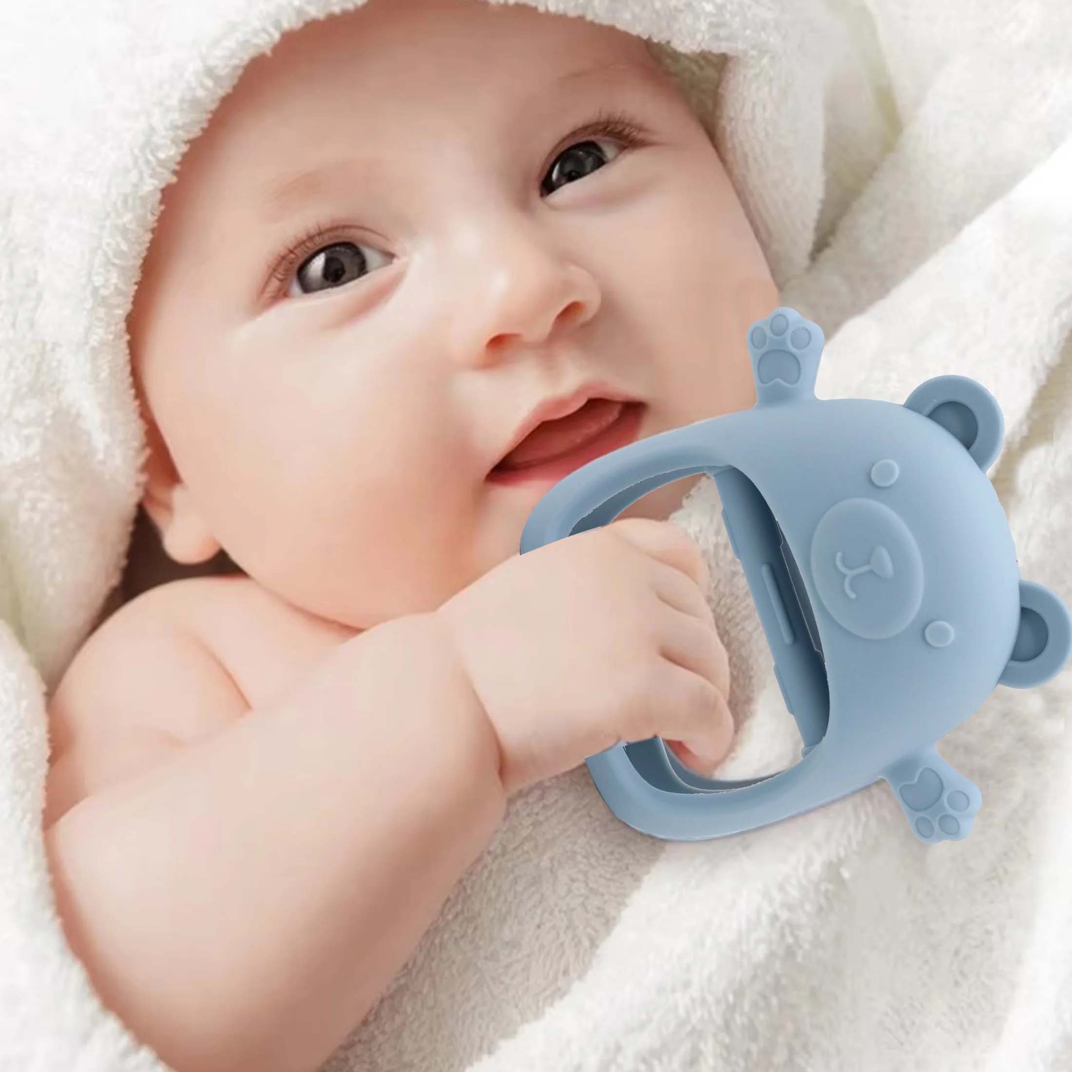 Bear shaped silicone baby teether smooth teething toys non-toxic