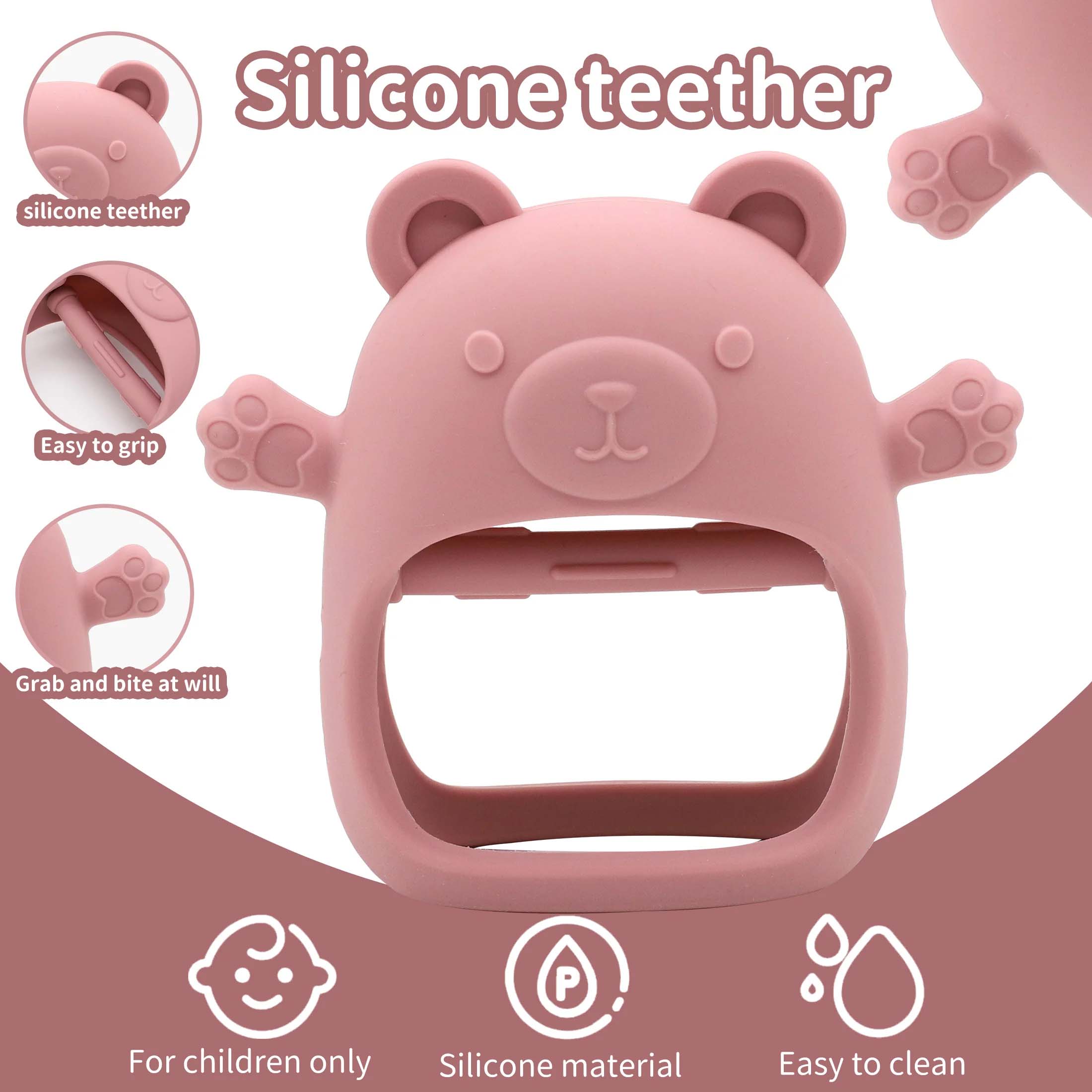 Bear shaped silicone baby teether soft