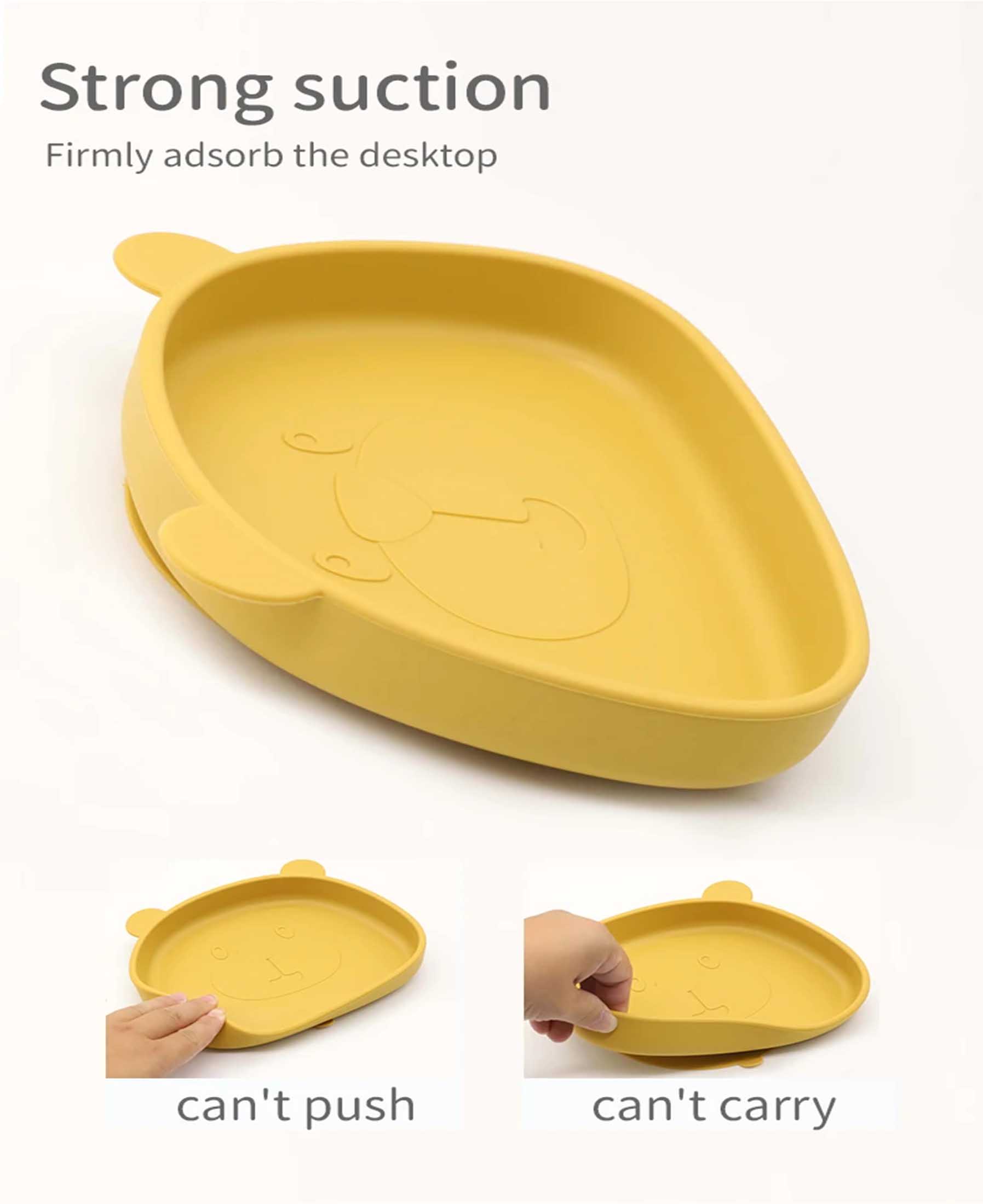 Food Grade silicone plates,Silicone Baby Panda Suction Plate Animal shaped non-slip