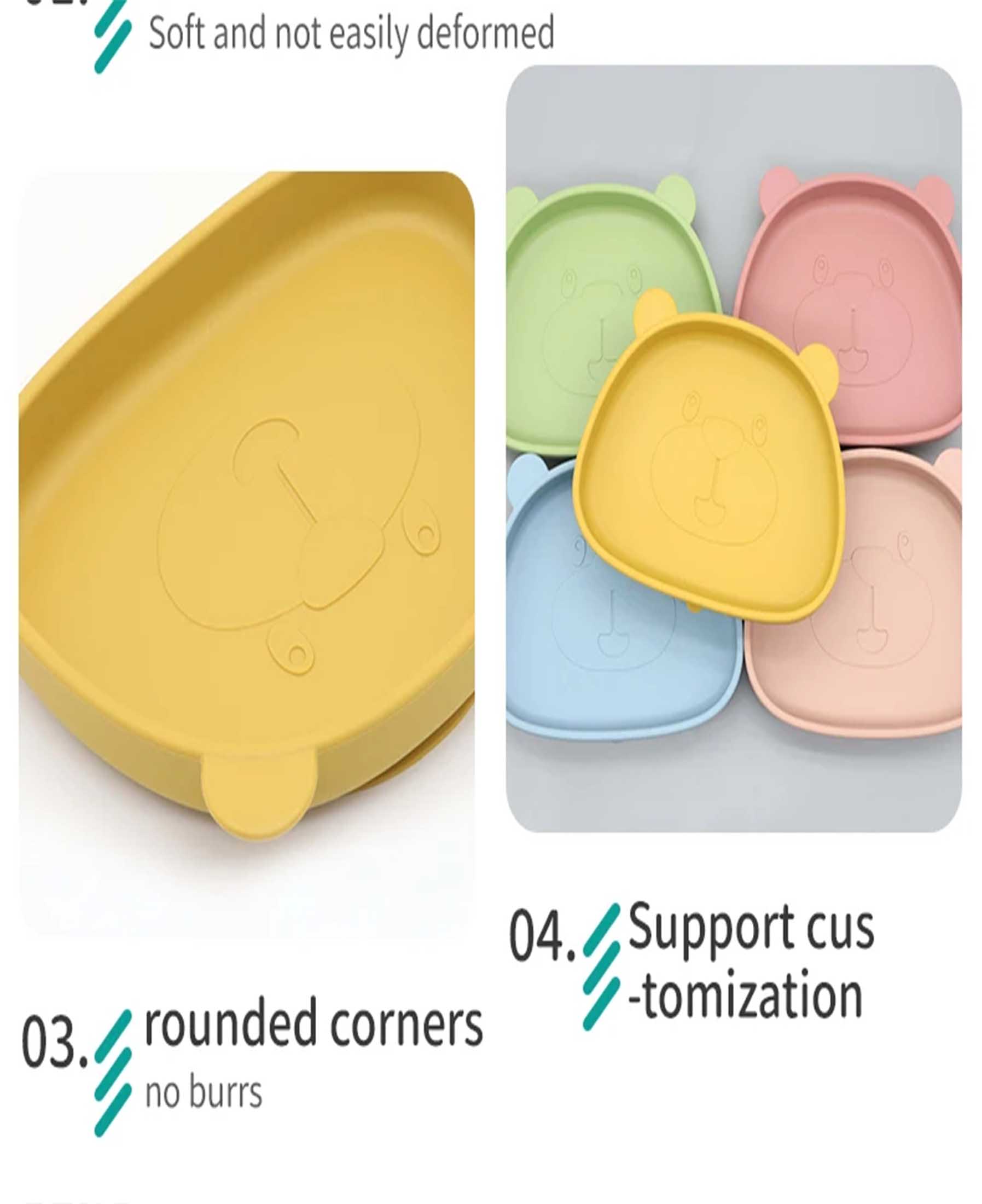 Food Grade silicone plates,Silicone Baby Panda Suction Plate Non-Toxic