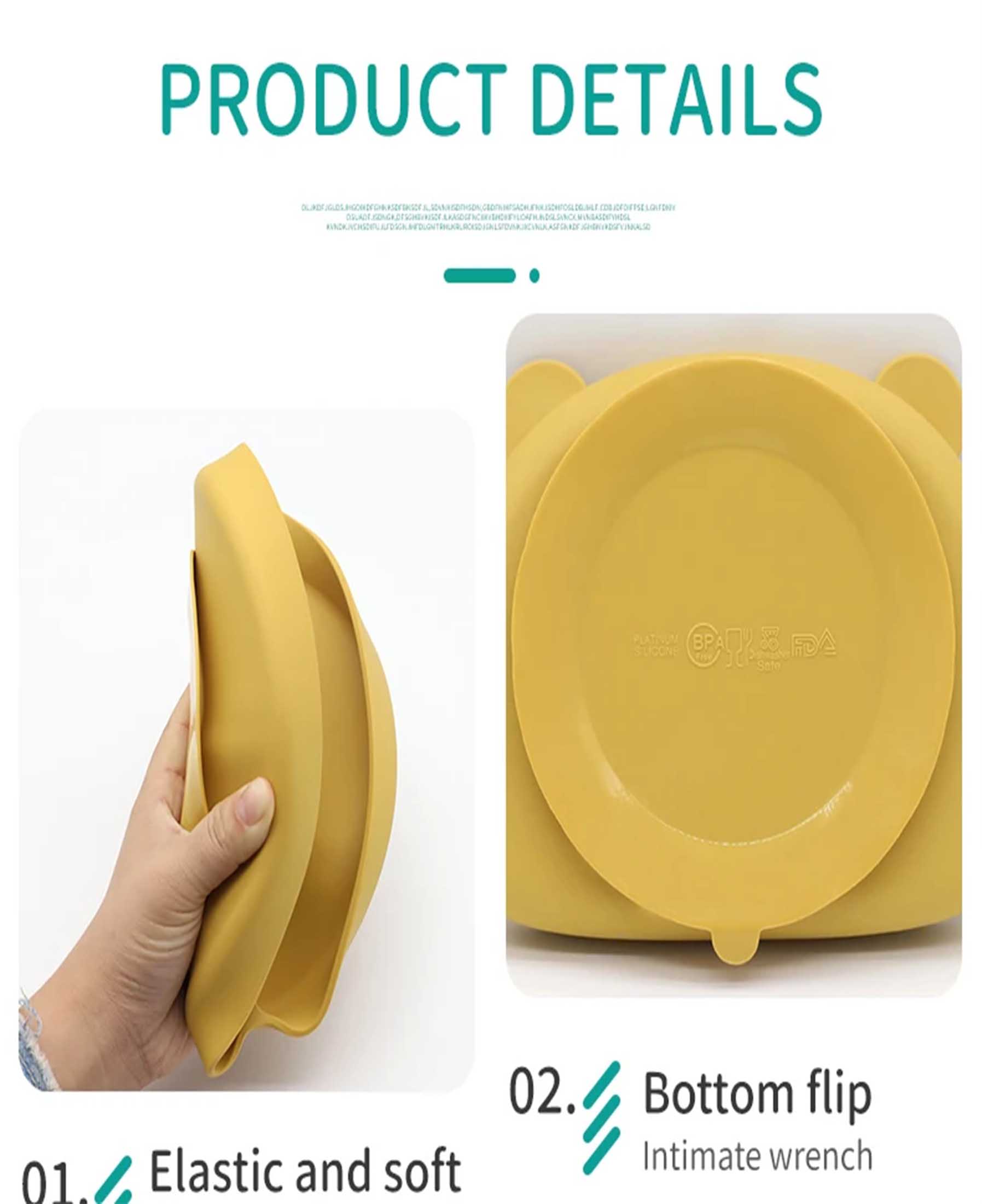 Food Grade silicone plates,Silicone Baby Panda Suction Plate Personalized