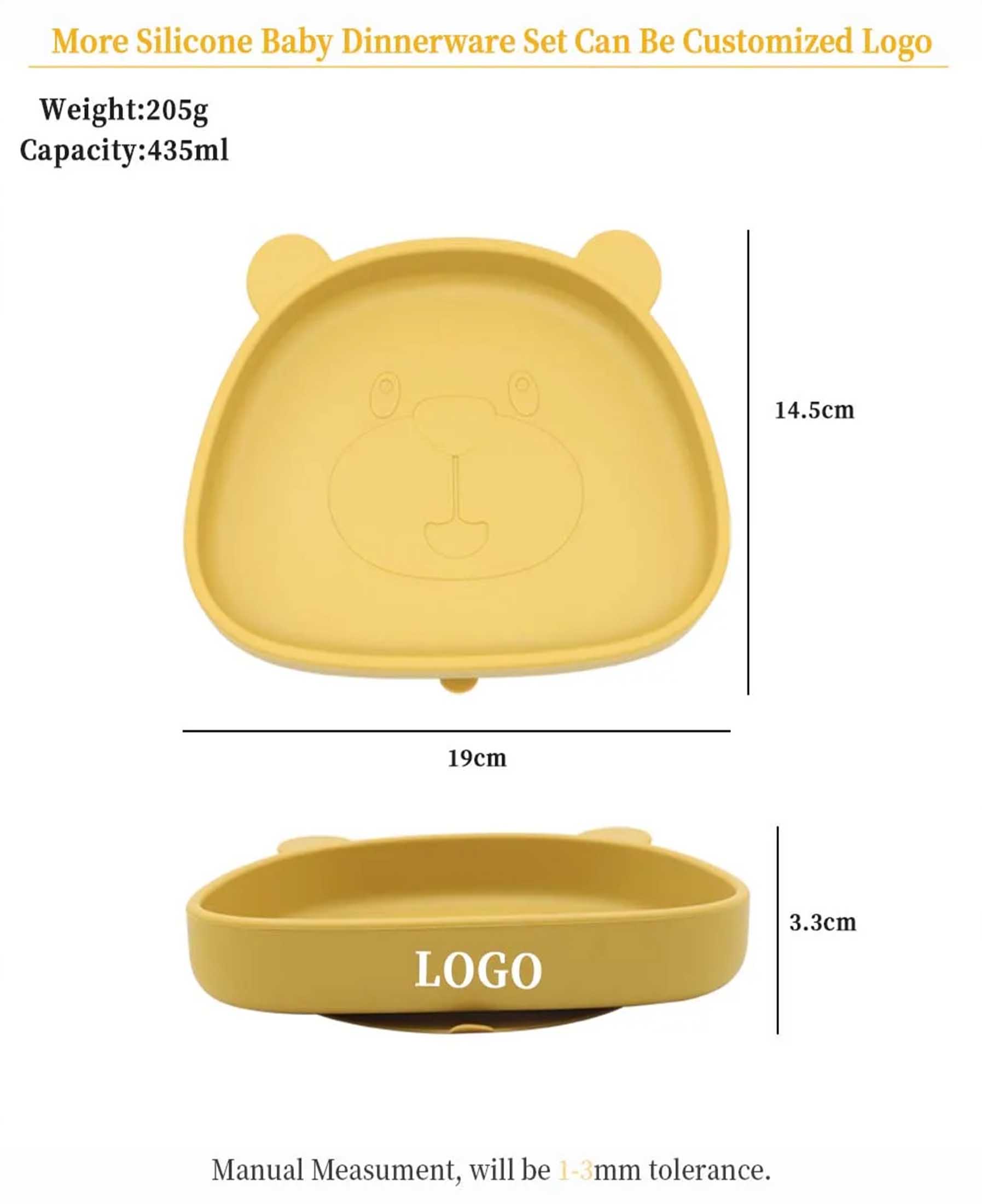Food Grade silicone plates,Silicone Baby Panda Suction Plate Size