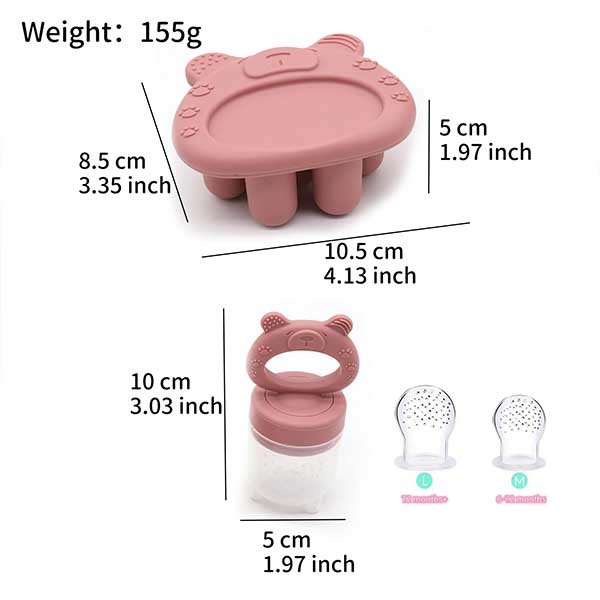 Silicone Baby Bear-Shaped BPA-Free Teething Feeder with Freezer Mold