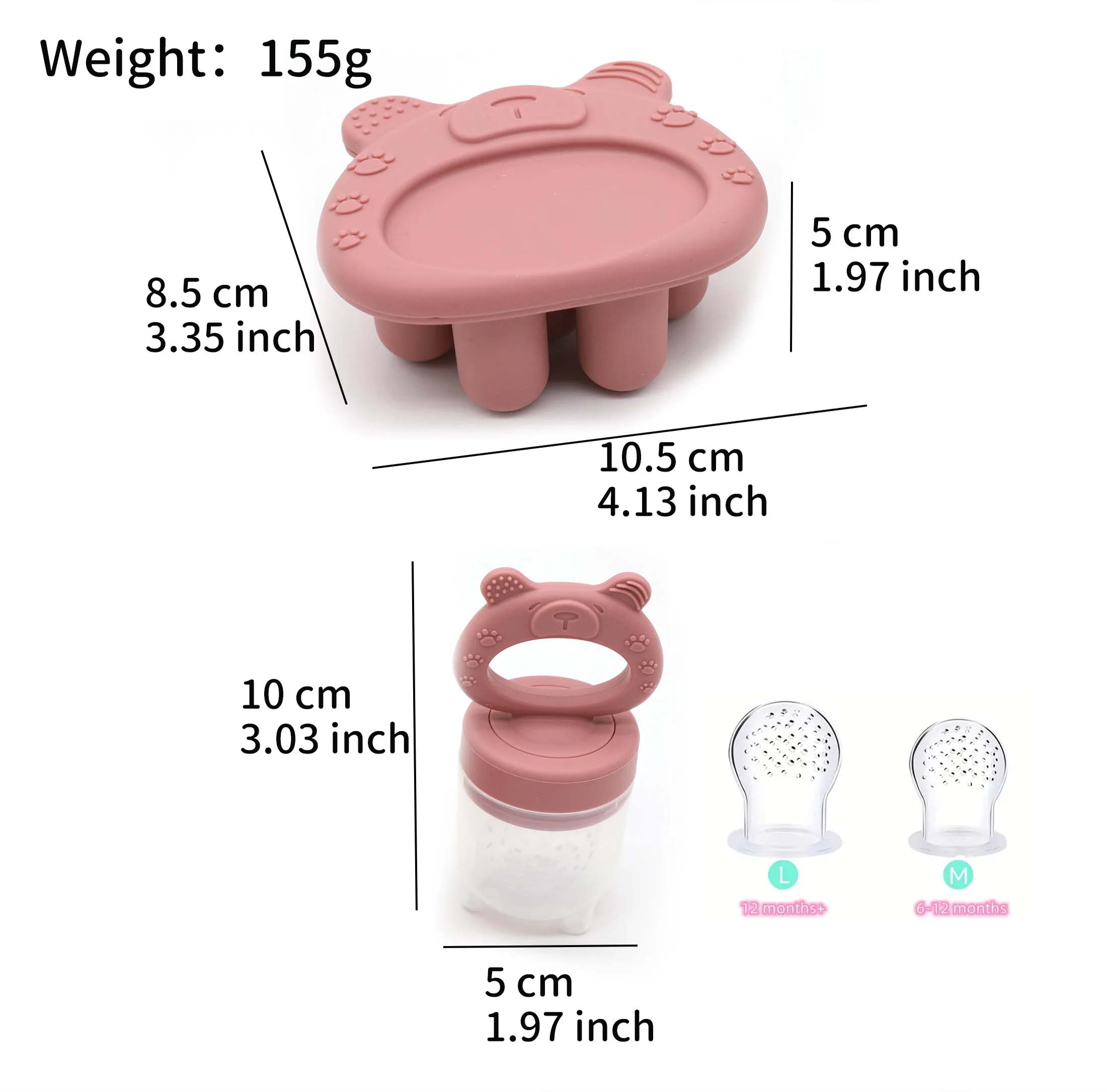 Silicone Baby Bear-Shaped BPA-Free Teething Feeder with Freezer Mold