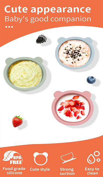 Silicone Feeding Bowl Baby Bear Shape Bowl Details1
