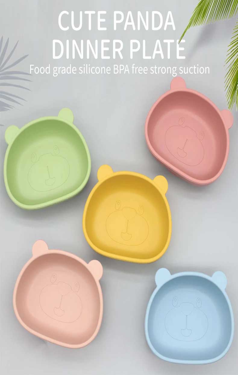 Silicone Feeding Bowl Baby Panda Bowl with Suction Food Grade