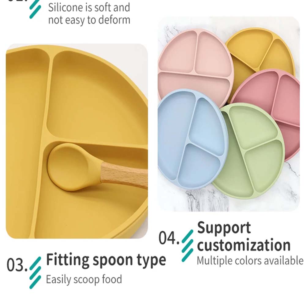 Silicone Suction Plate,silicone Baby 3 divide plate, BPA Free High Quality