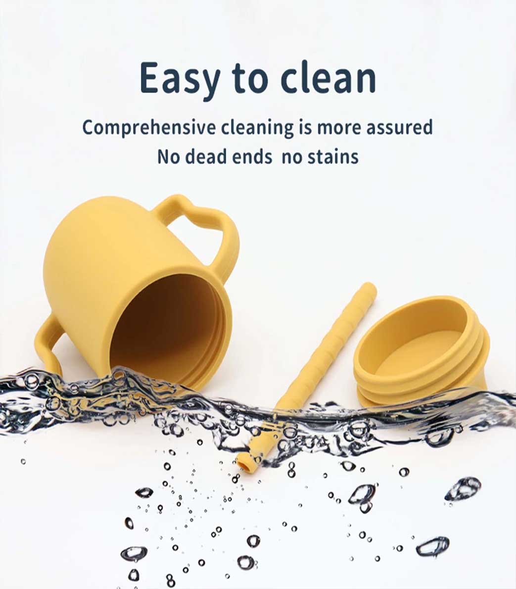 Silicone baby straw cup leakproof Easy to clean