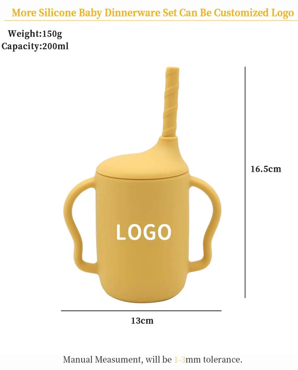 Silicone baby straw cup leakproof Logo custom