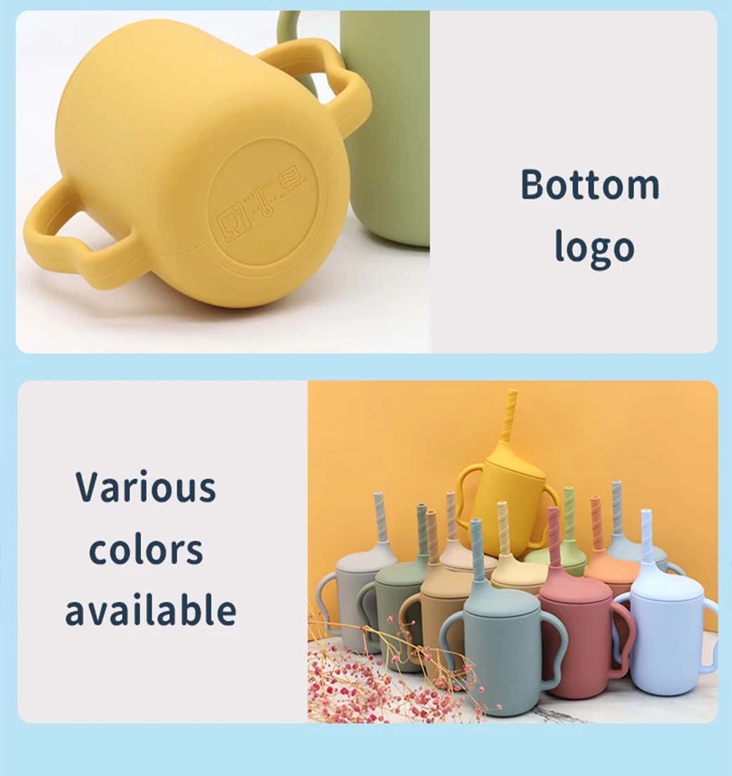 Silicone baby straw cup leakproof with lid