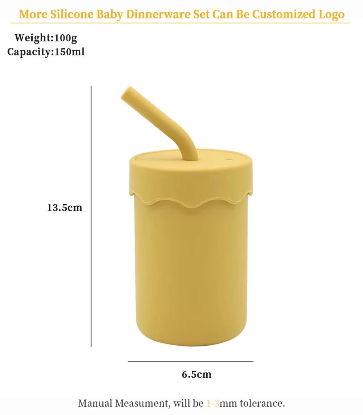 baby cup with straight silicone straw and leakproof lid BPA Free