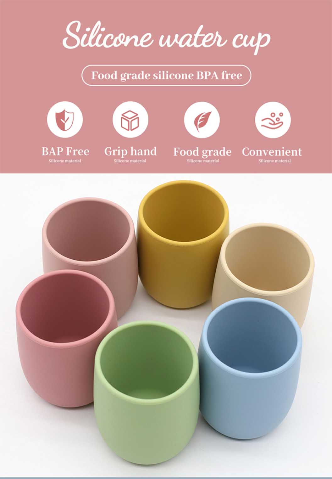 colorful silicone baby cup for toddlers and infants