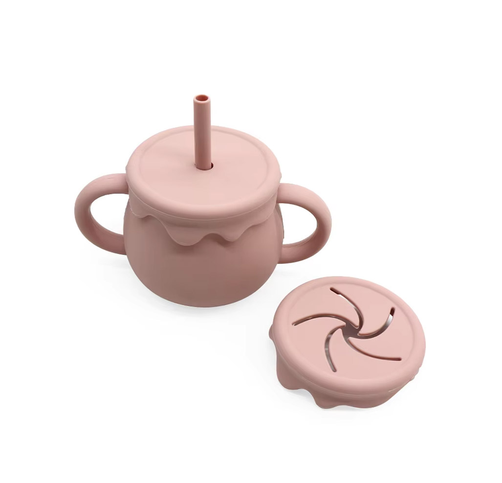 silicone 2-in-1 snack sippy cup for Toddlers High temperature resistance