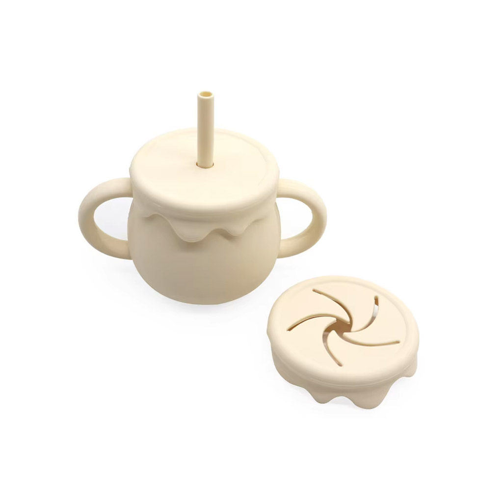 silicone 2-in-1 snack straw cup for Toddlers eco-friendly