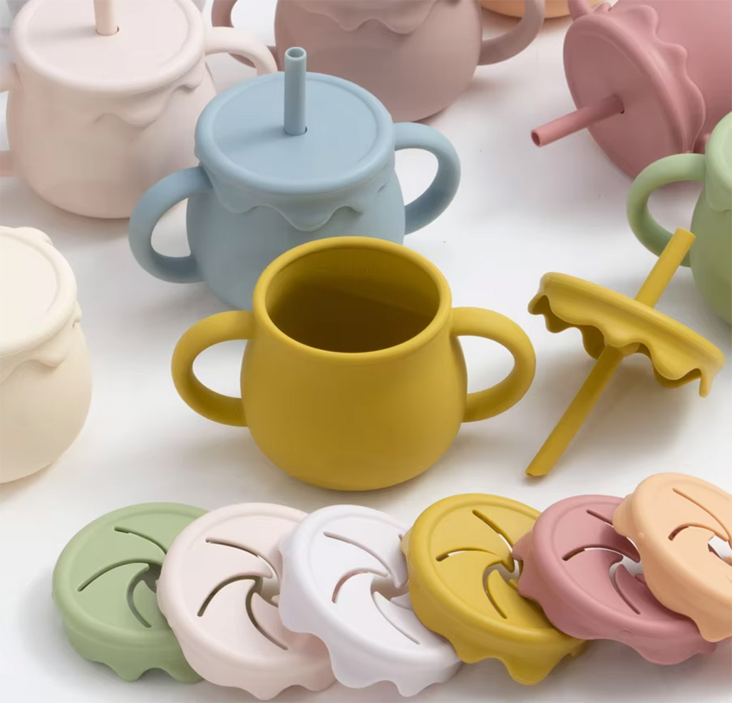 silicone 2-in-1 snack straw cup for Toddlers wholesale custom