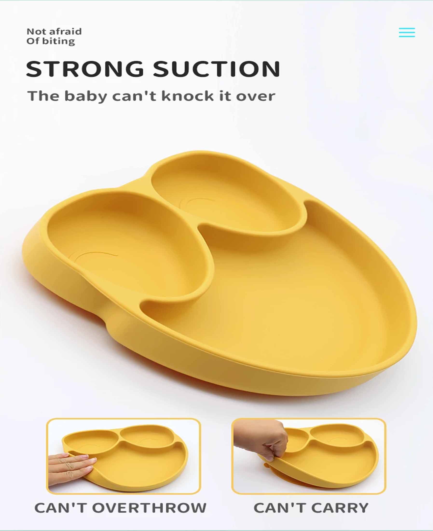 silicone divided plate,Silicone Baby Owl Plate with Suction Animal Design