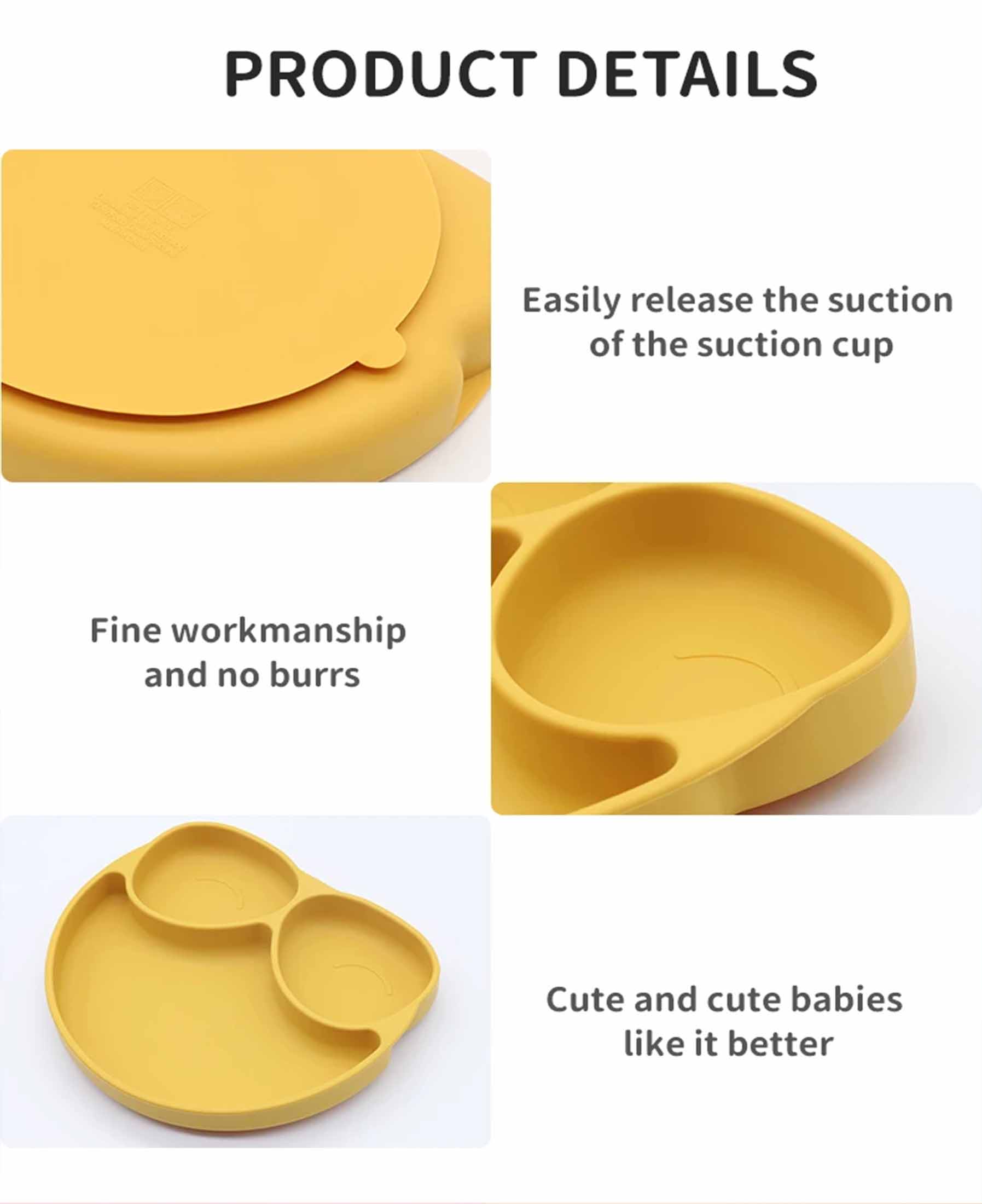 silicone divided plate,Silicone Baby Owl Plate with Suction Detail