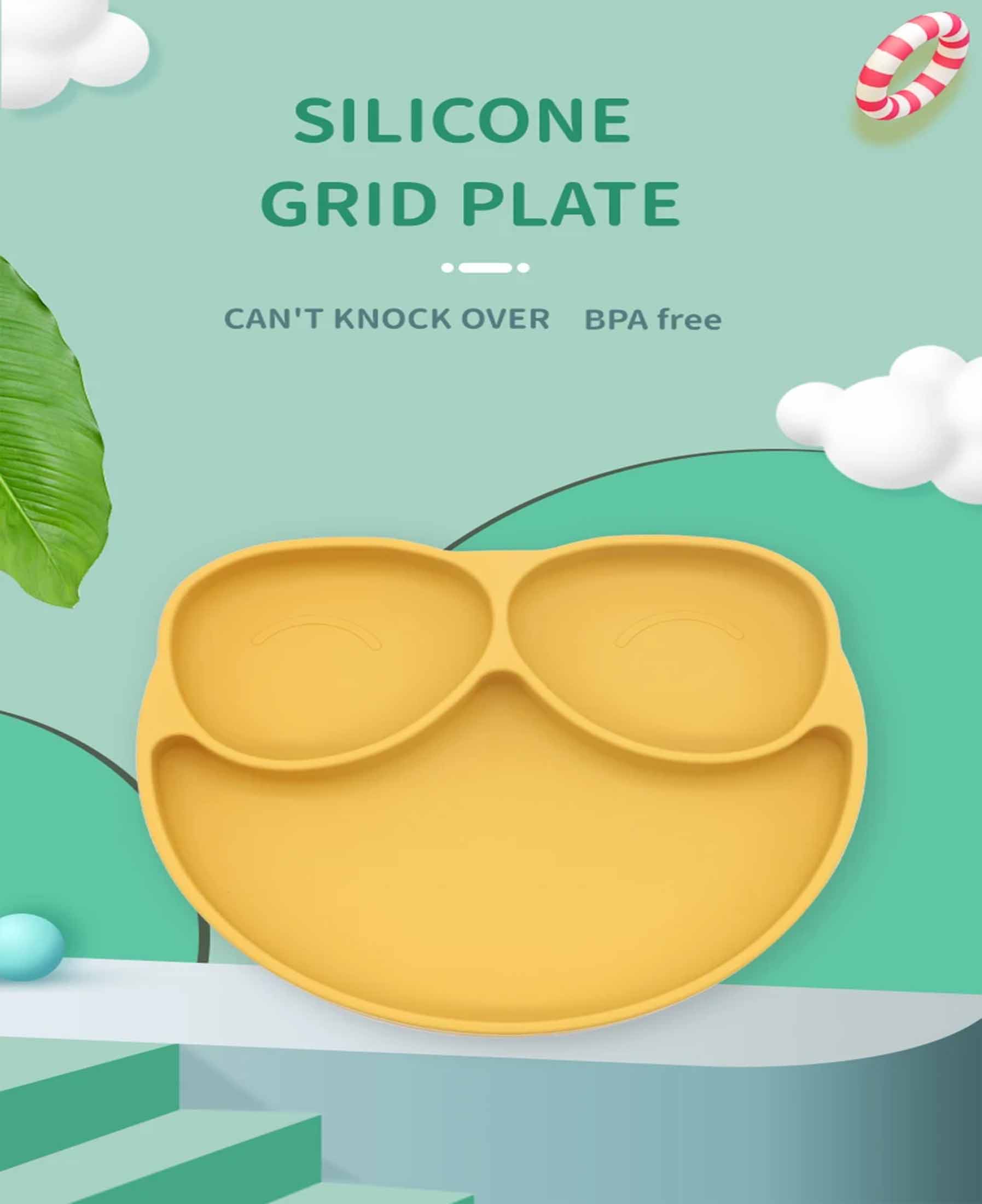 silicone divided plate,Silicone Baby Owl Plate with Suction Food Grade