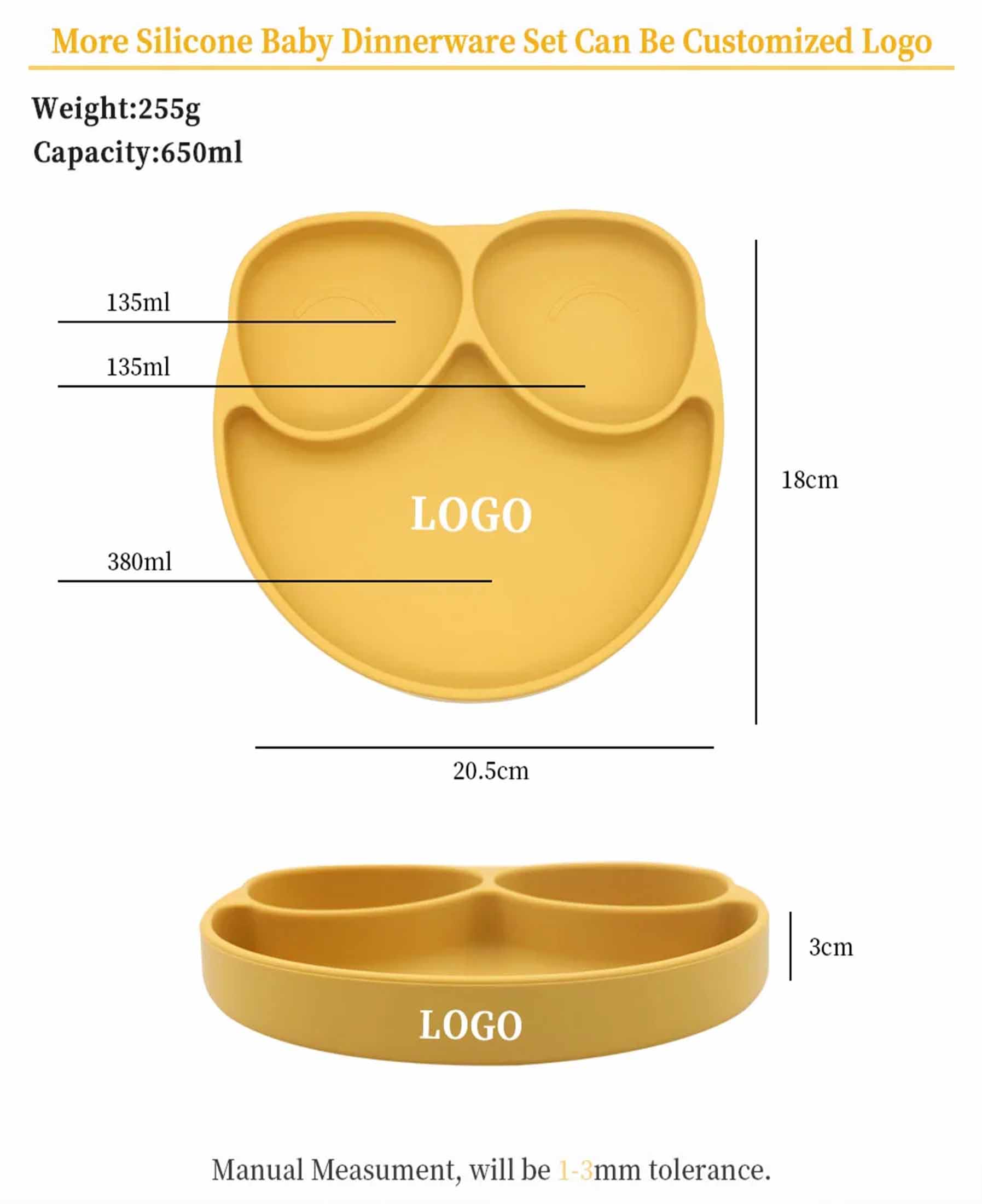 silicone divided plate,Silicone Baby Owl Plate with Suction Logo Custom