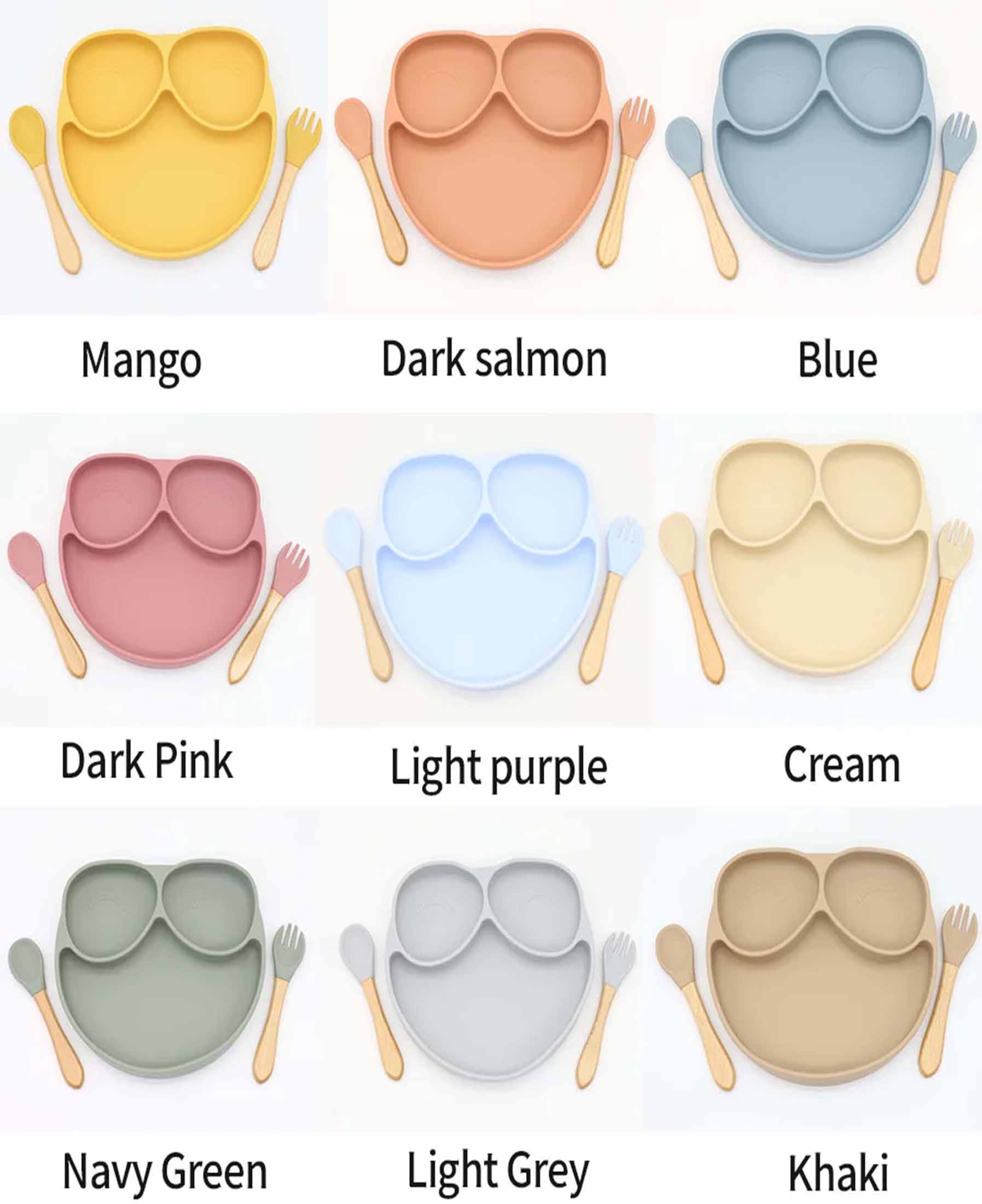 silicone divided plate,Silicone Baby Owl Plate with Suction Personalized
