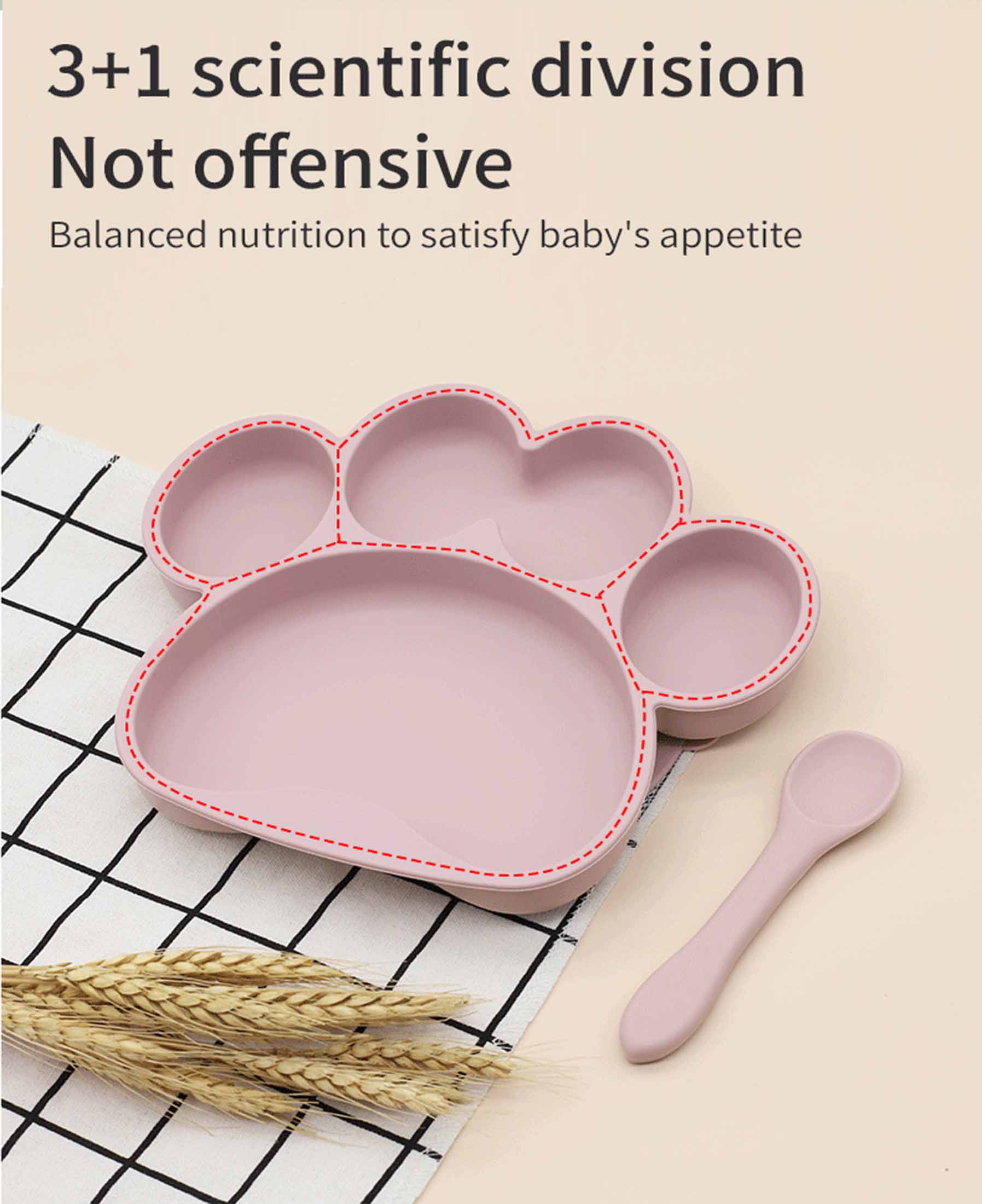 silicone plates for adults,Silicone Baby Bear's Paw Plate with Suction YSC