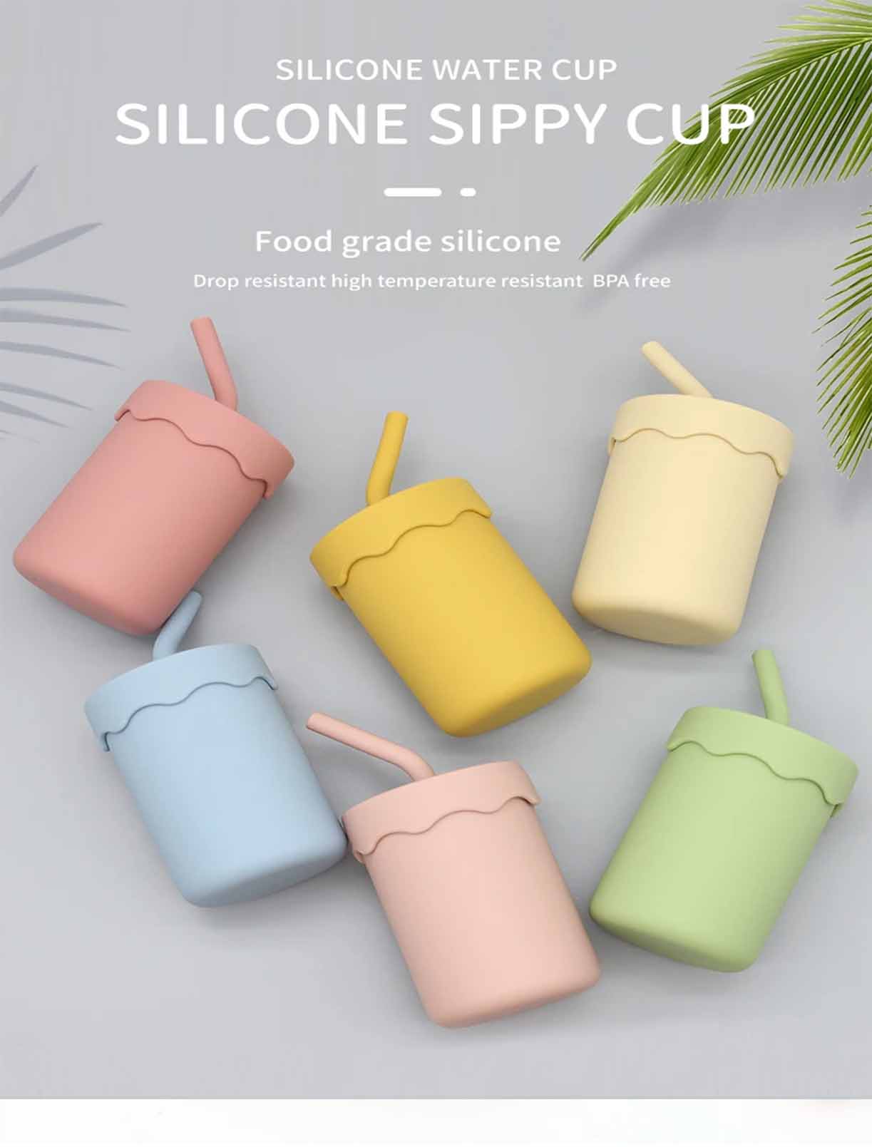 silicone training cup for toddlers with two straw options