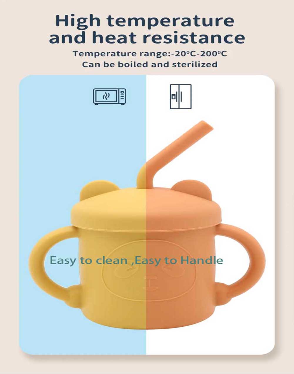 soft silicone baby sippy cup with lid and straw BPA Free