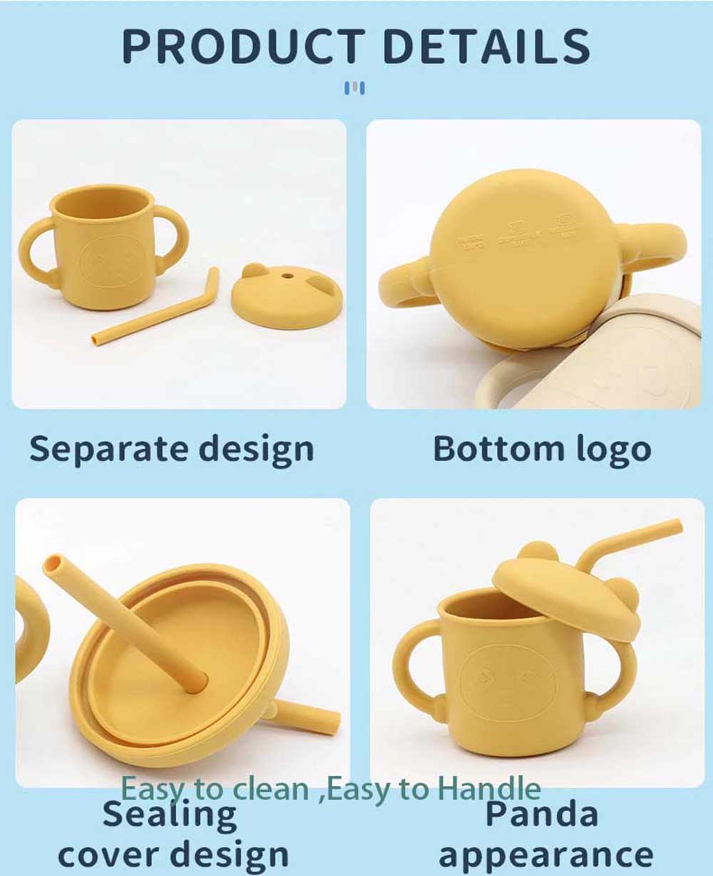 soft silicone baby sippy cup with lid and straw