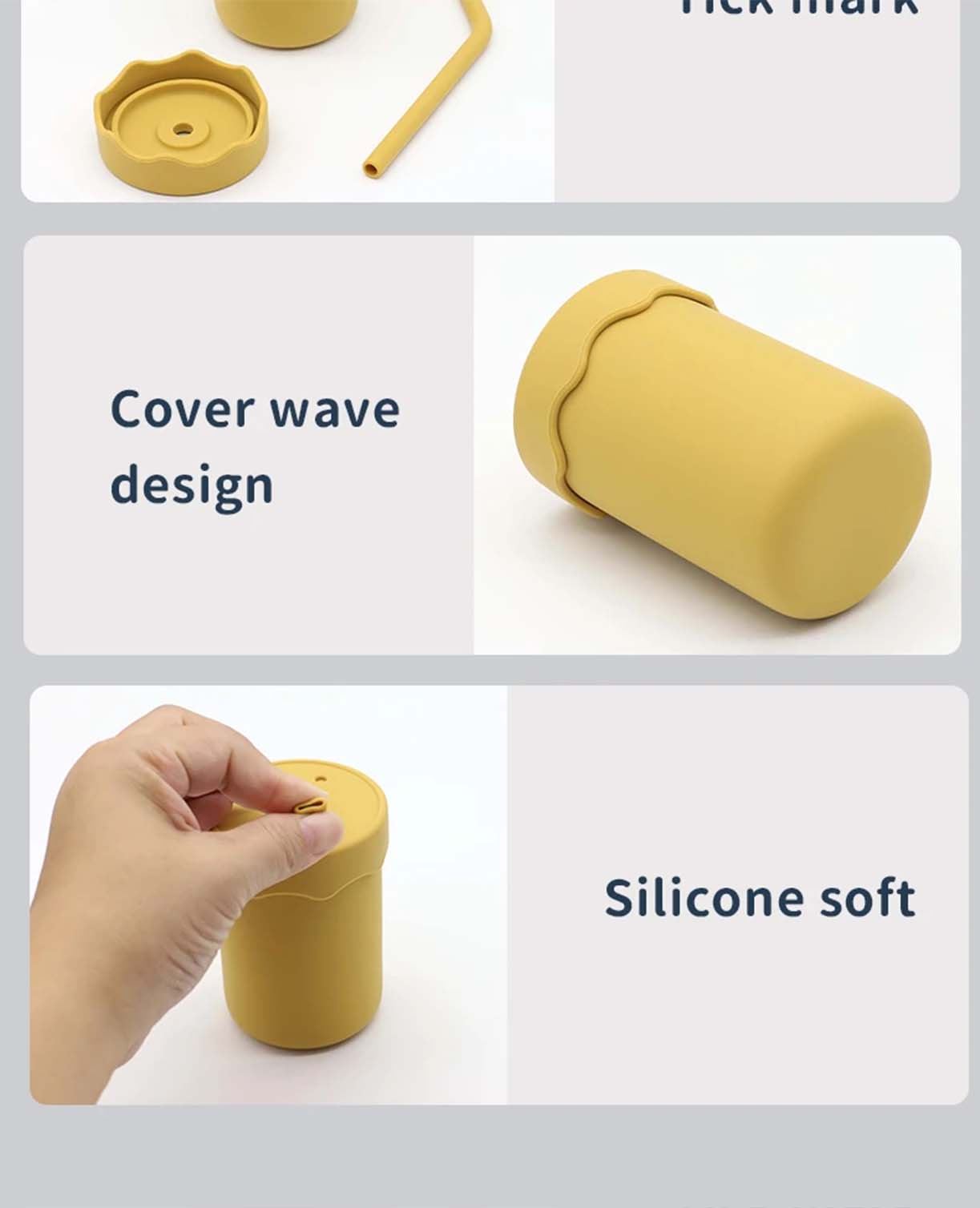 wavy silicone baby straw cup with bent straw easy to clean