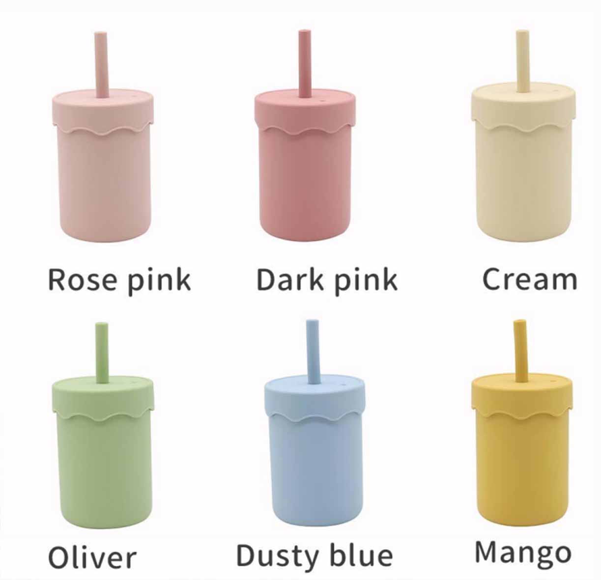 wavy silicone baby straw cup with bent straw pvc free
